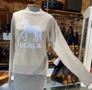 Ocala Horse Crewneck Sweater - Oatmeal w/ White