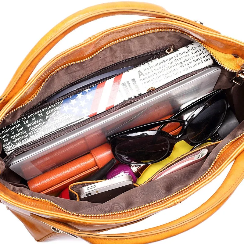 Oil Wax Leather Designer Handbags