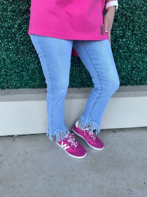 OMG Pull-On Scalloped Fringe Jeans