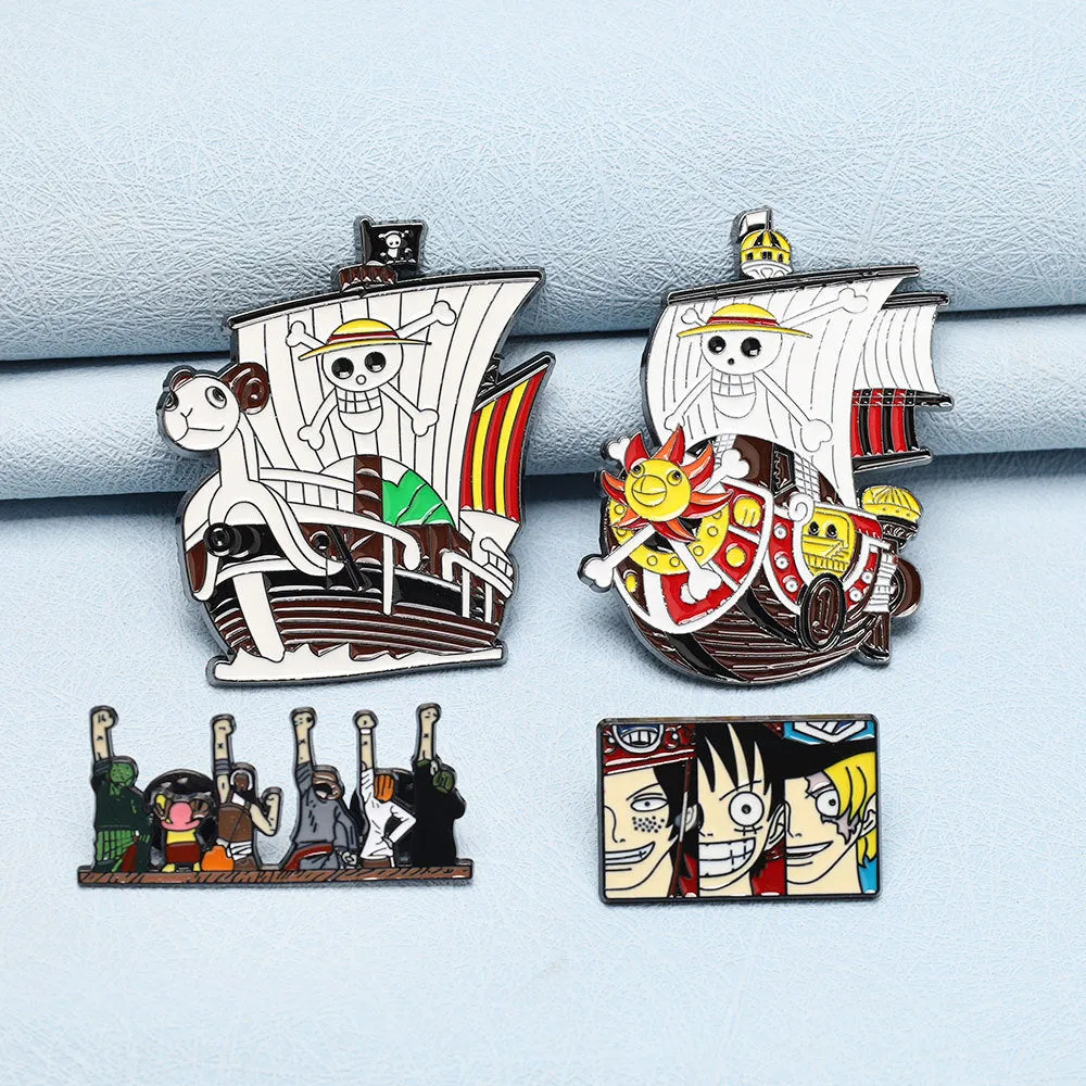 One Piece Thousand Sunny Metal Brooch Pin 5 Pack