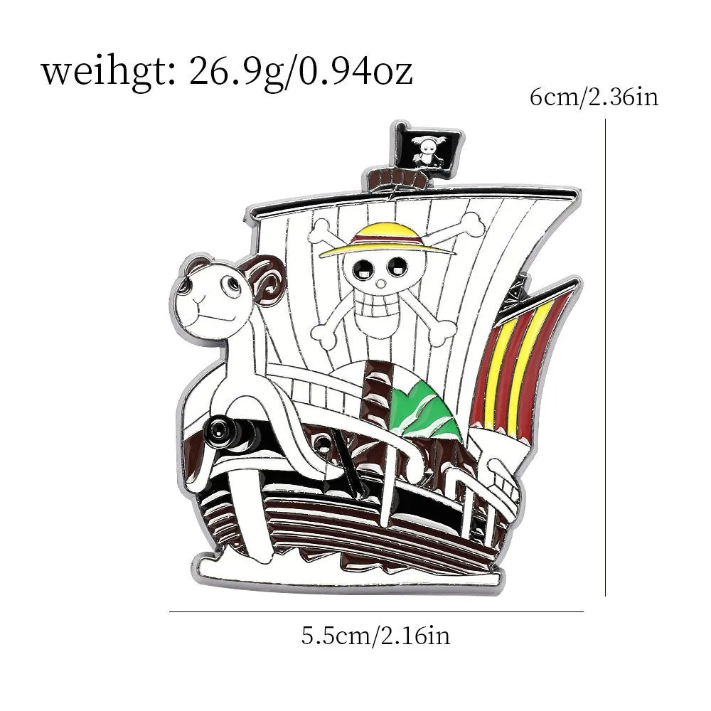 One Piece Thousand Sunny Metal Brooch Pin 5 Pack