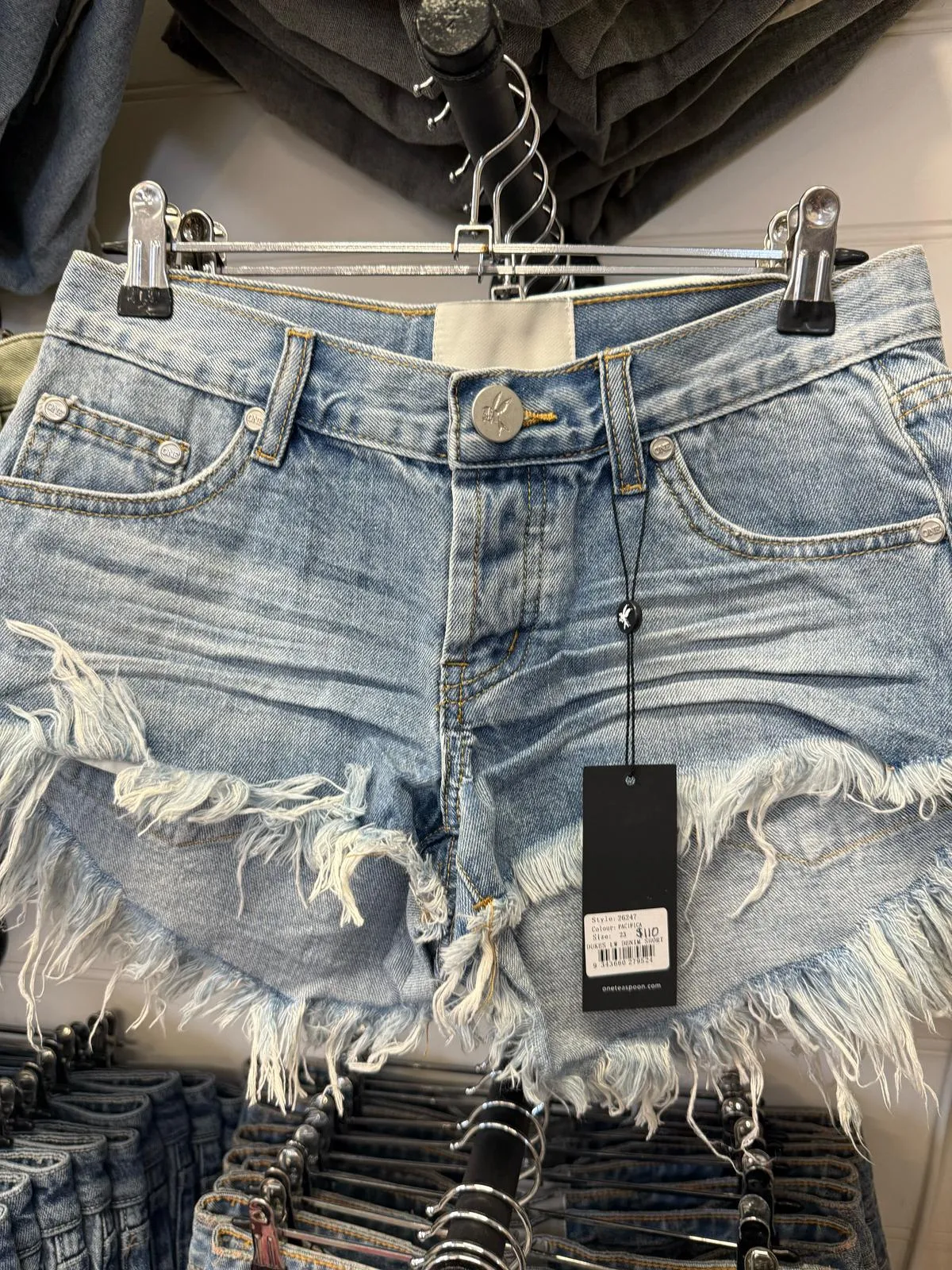 One Teaspoon - Dukes Low Waist Mini Denim Shorts - Pacifica