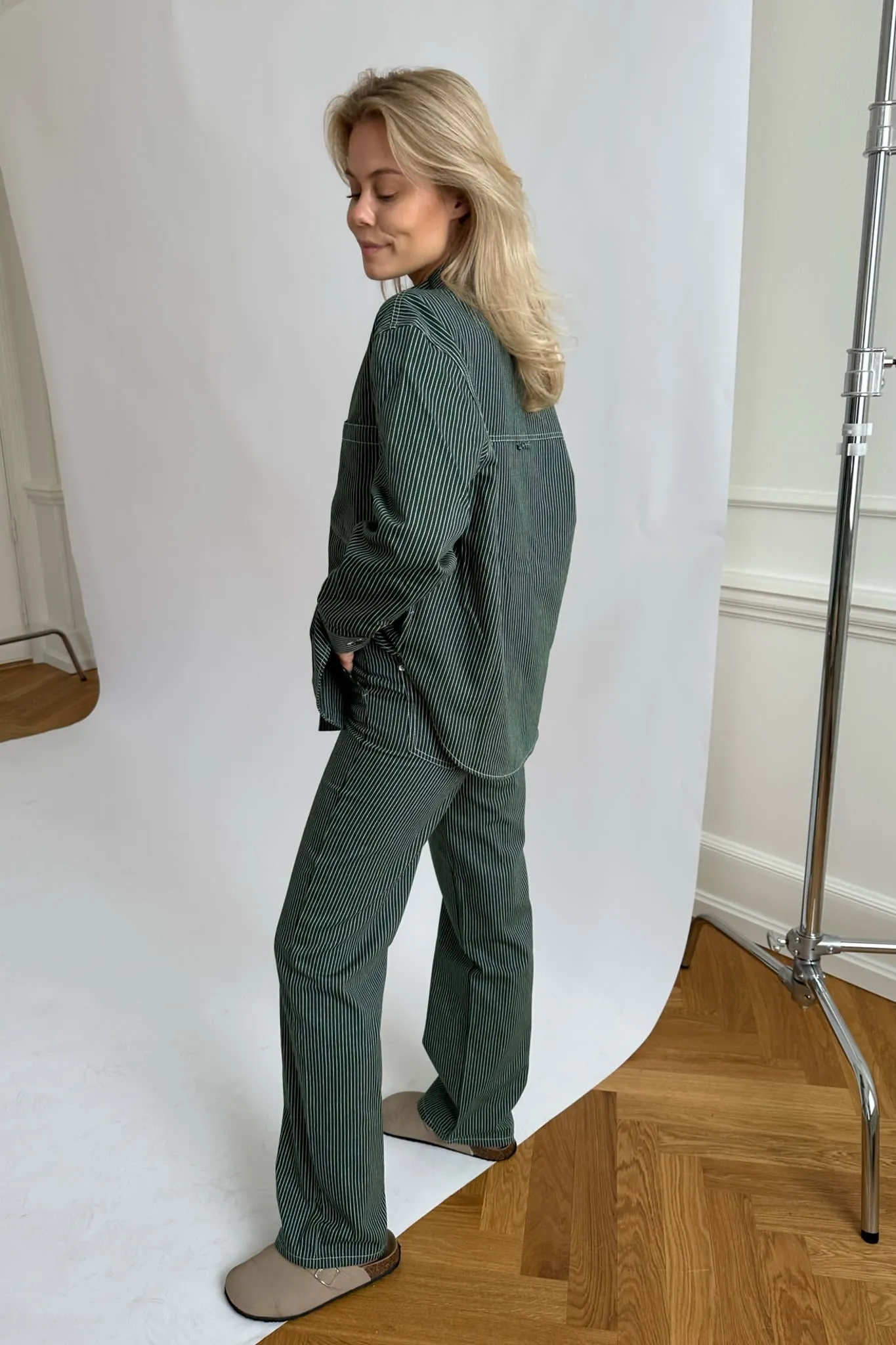 ONLNehva Jeans - Mørkegrøn Hvid Stribet