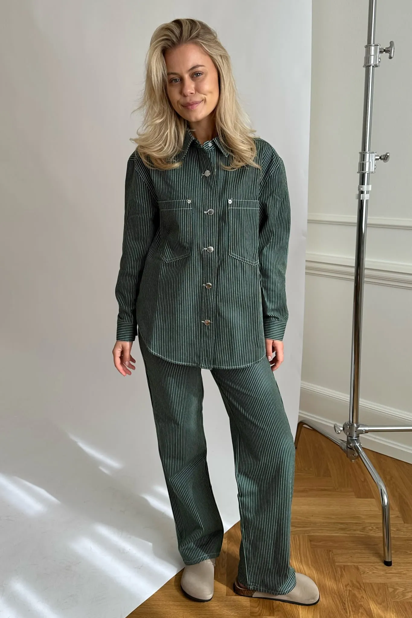 ONLNehva Jeans - Mørkegrøn Hvid Stribet