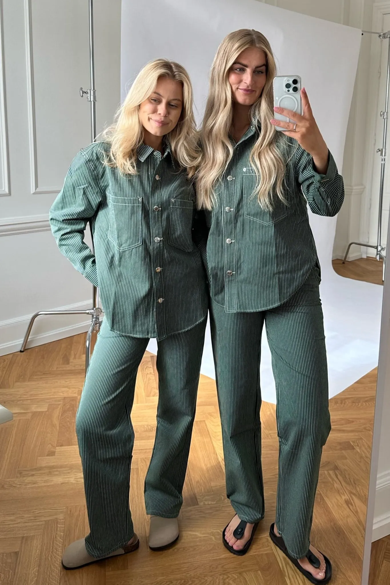ONLNehva Jeans - Mørkegrøn Hvid Stribet
