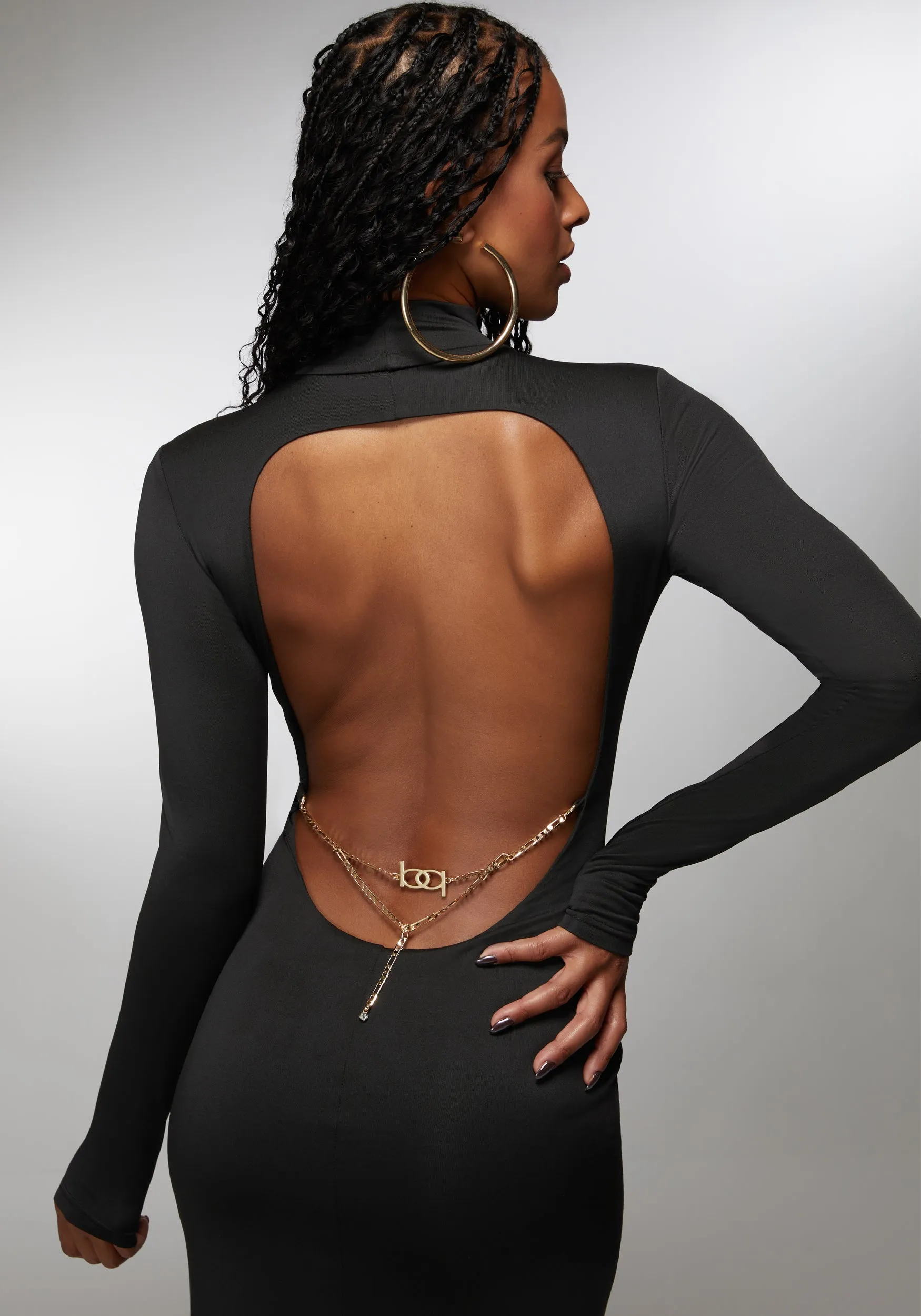 Open Back Chain Maxi Dress