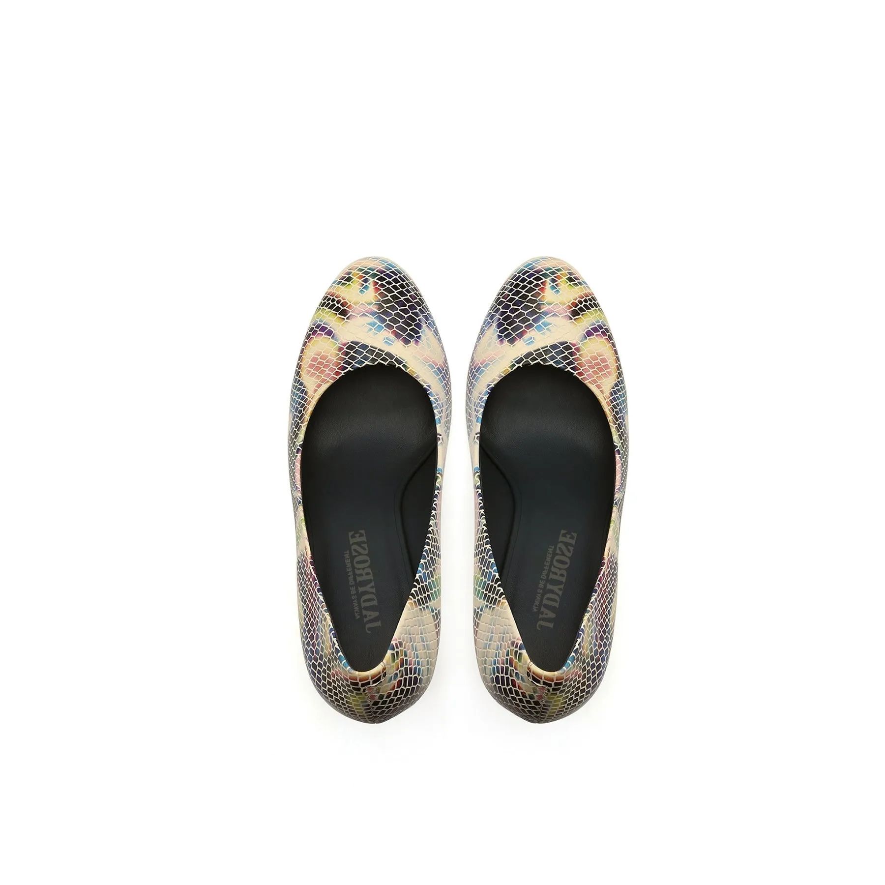 Open Triangle-Heel Leather Pump - Multi Snake