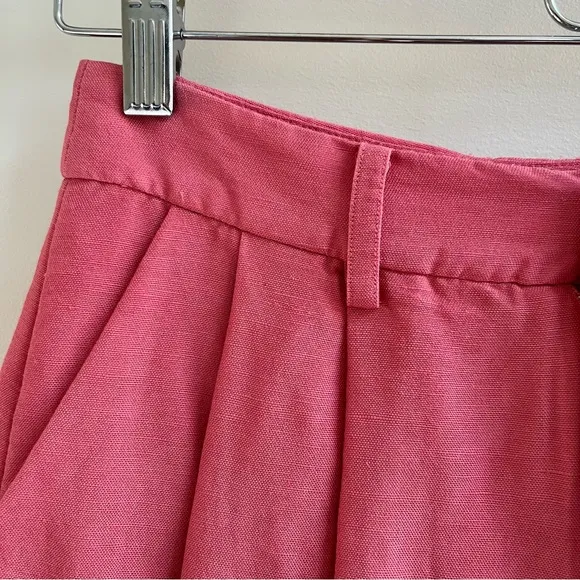 [paige] nwot andie linen blend high waisted pleated shorts coral 00