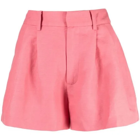 [paige] nwot andie linen blend high waisted pleated shorts coral 00