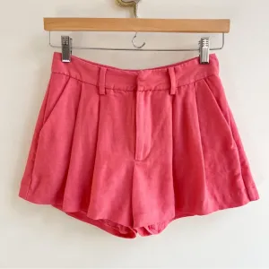 [paige] nwot andie linen blend high waisted pleated shorts coral 00