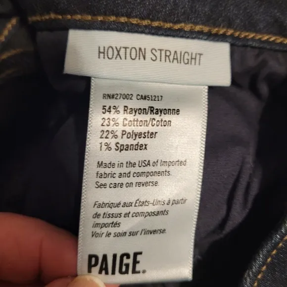 PAIGE Women's Hoxton High Rise Stretch Straight Leg Dark wash Jeans