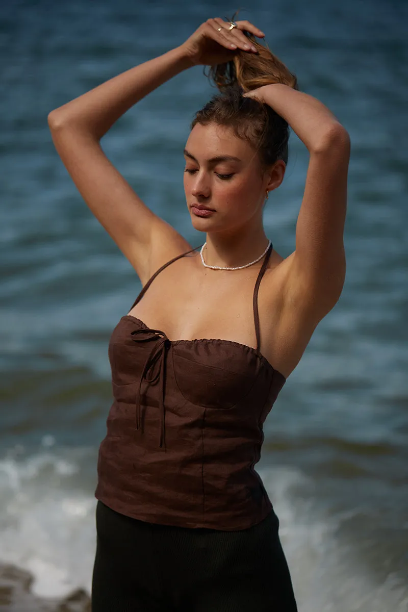 Palermo Halter Top - Chocolate