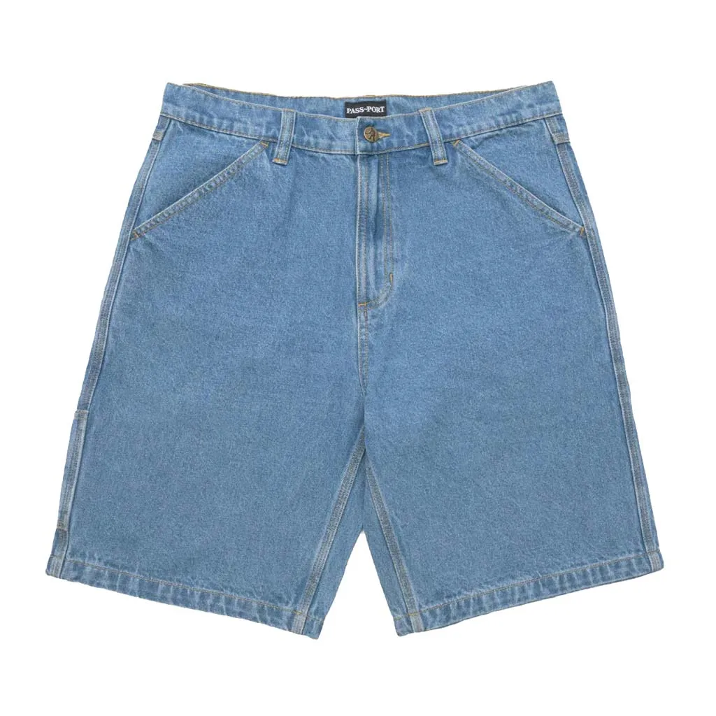 PASSPORT WORKERS CLUB SHORTS - WASHED LIGHT INDIGO