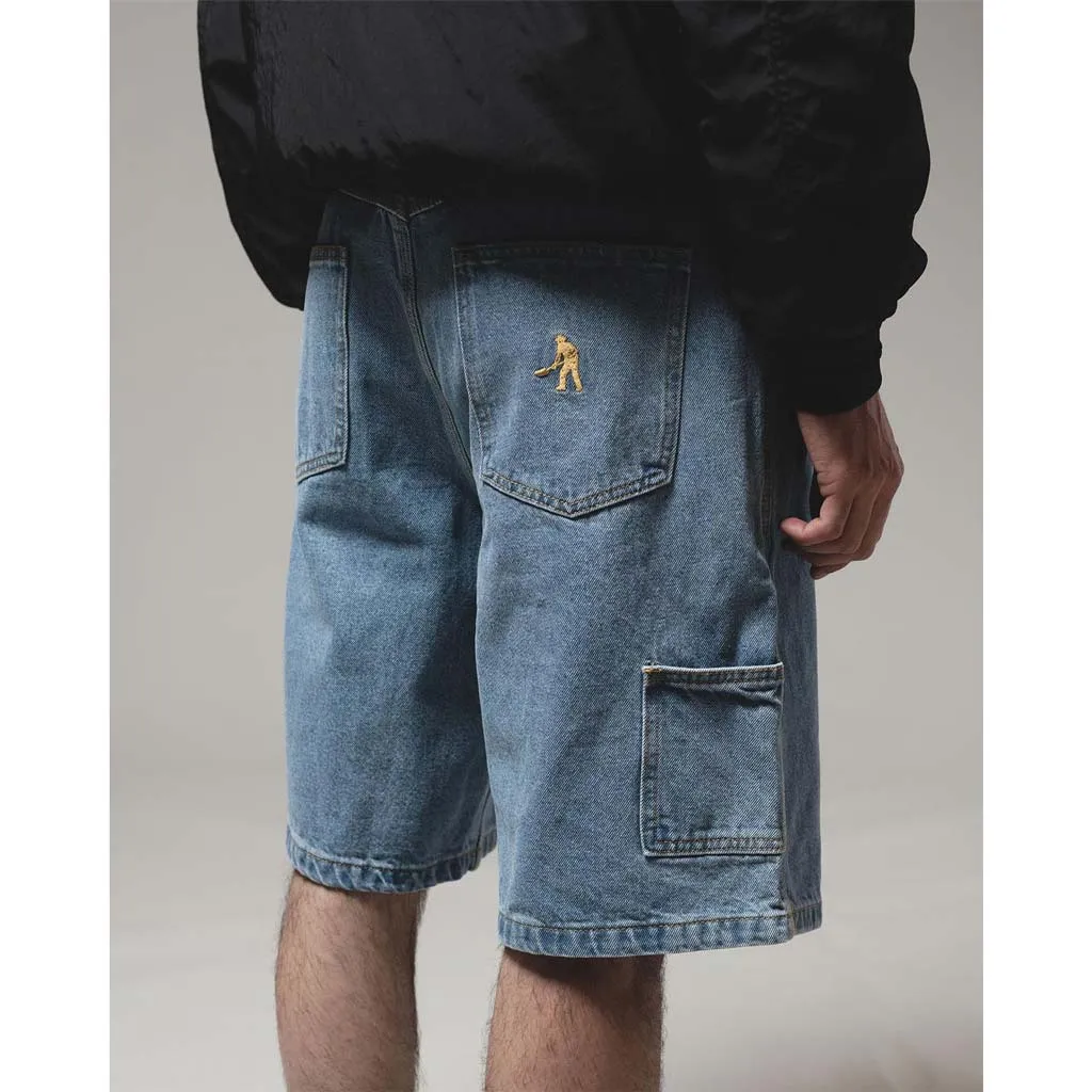 PASSPORT WORKERS CLUB SHORTS - WASHED LIGHT INDIGO