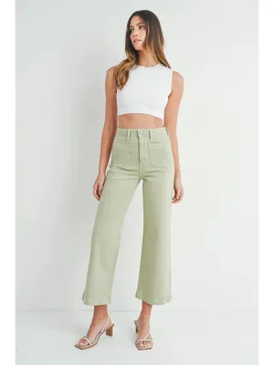 Patch Pocket Wide Leg Jeans