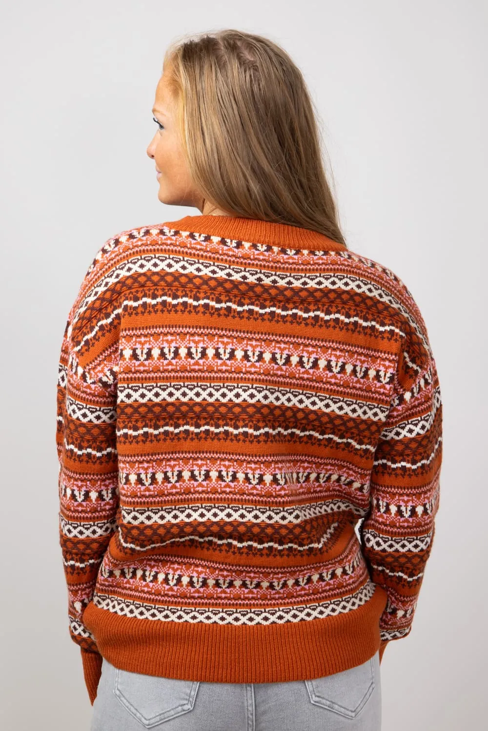 Patterned Sweater for Women in Amber/Brown | MSW10585-AMBBRN