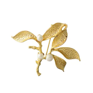 Pearl & 18K Gold-Plated Botany Brooch