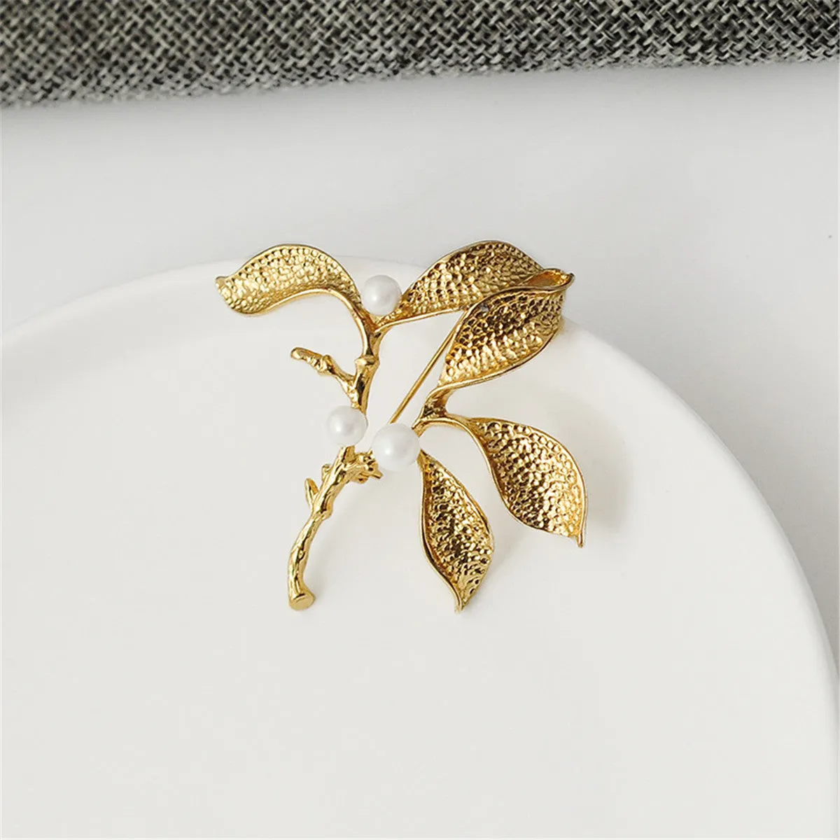 Pearl & 18K Gold-Plated Botany Brooch
