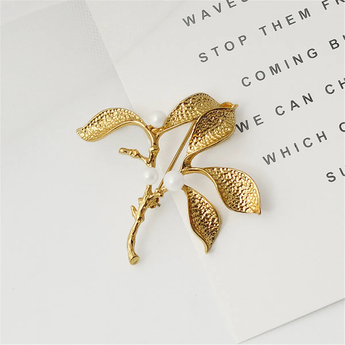Pearl & 18K Gold-Plated Botany Brooch