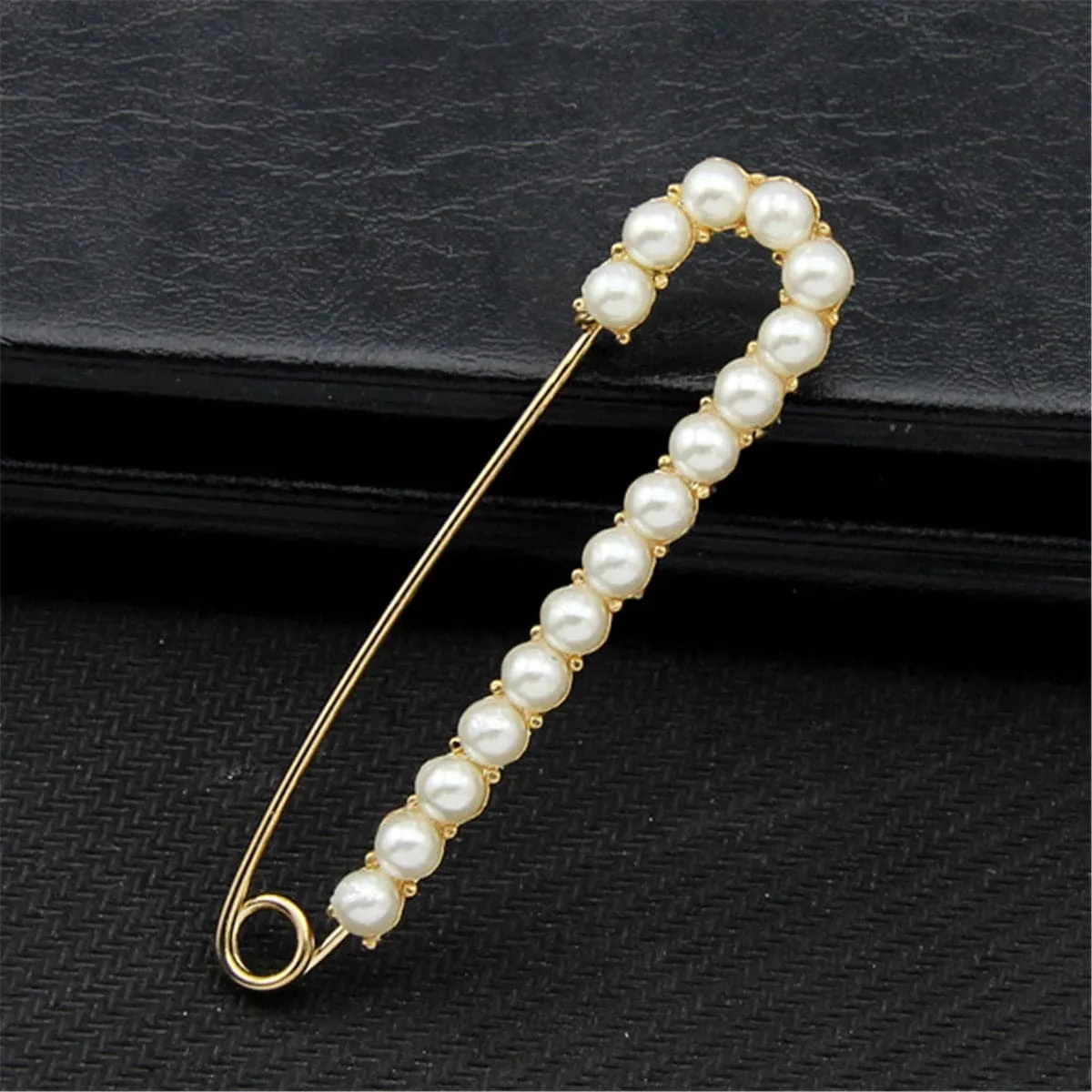 Pearl & 18K Gold-Plated Pin Brooch