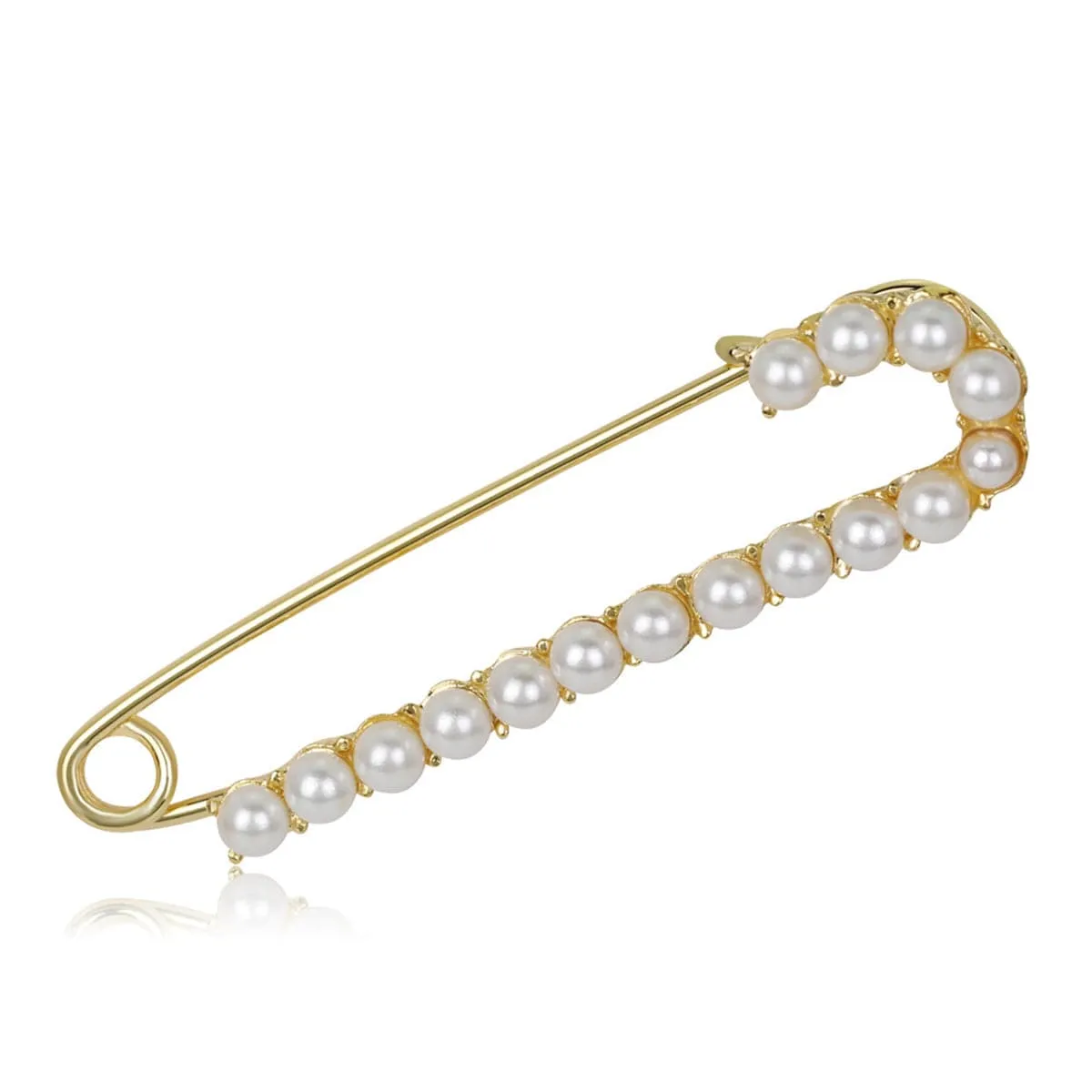 Pearl & 18K Gold-Plated Pin Brooch