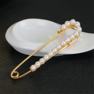 Pearl & 18K Gold-Plated Pin Brooch