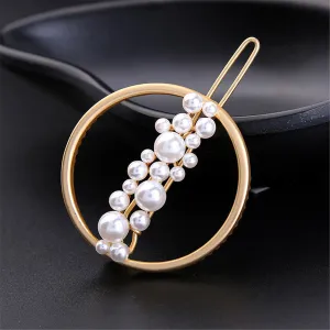 Pearl & 18K Gold-Plated Ring Hair Clip