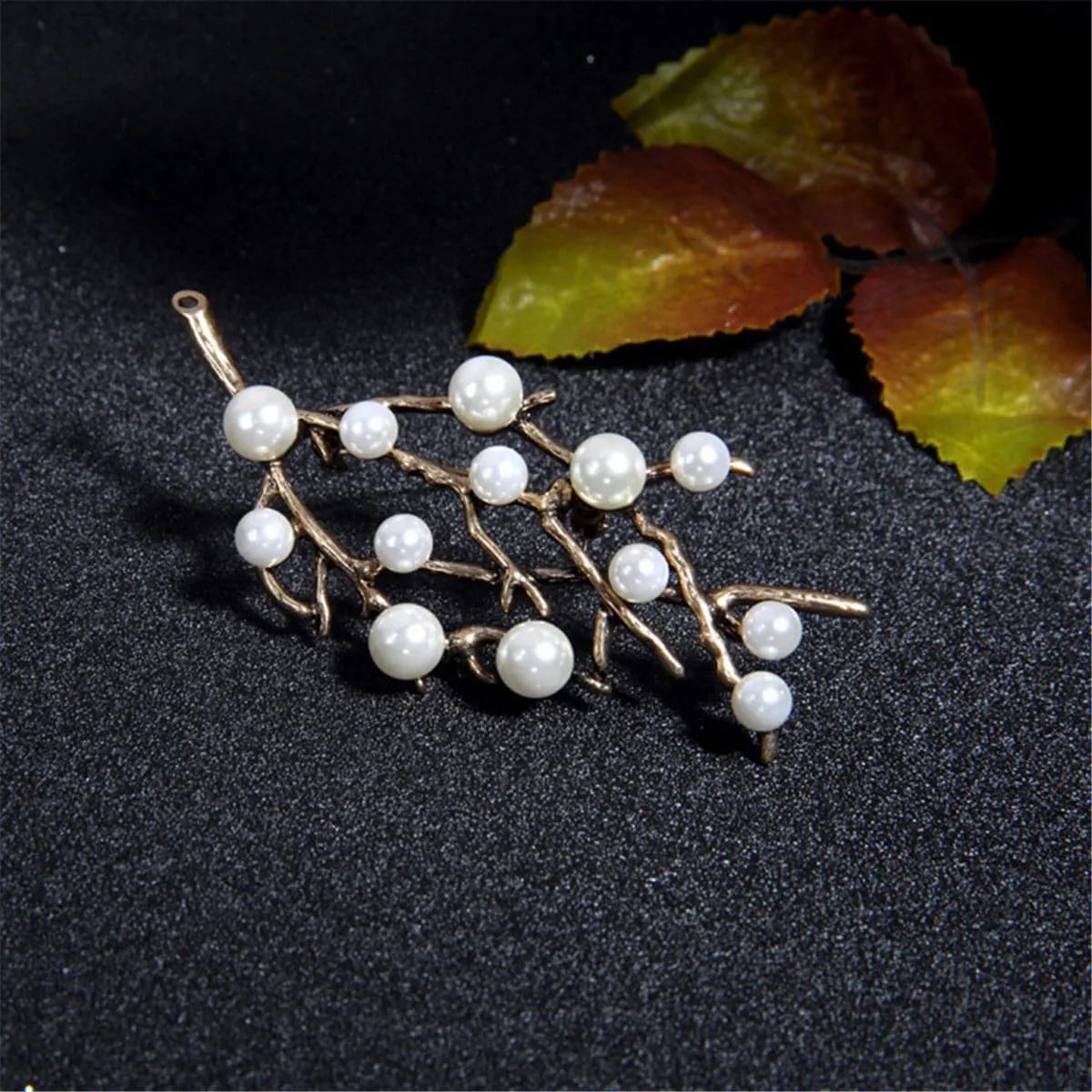 Pearl & Cubic Zirconia 18k Gold-Plated Branch Brooch