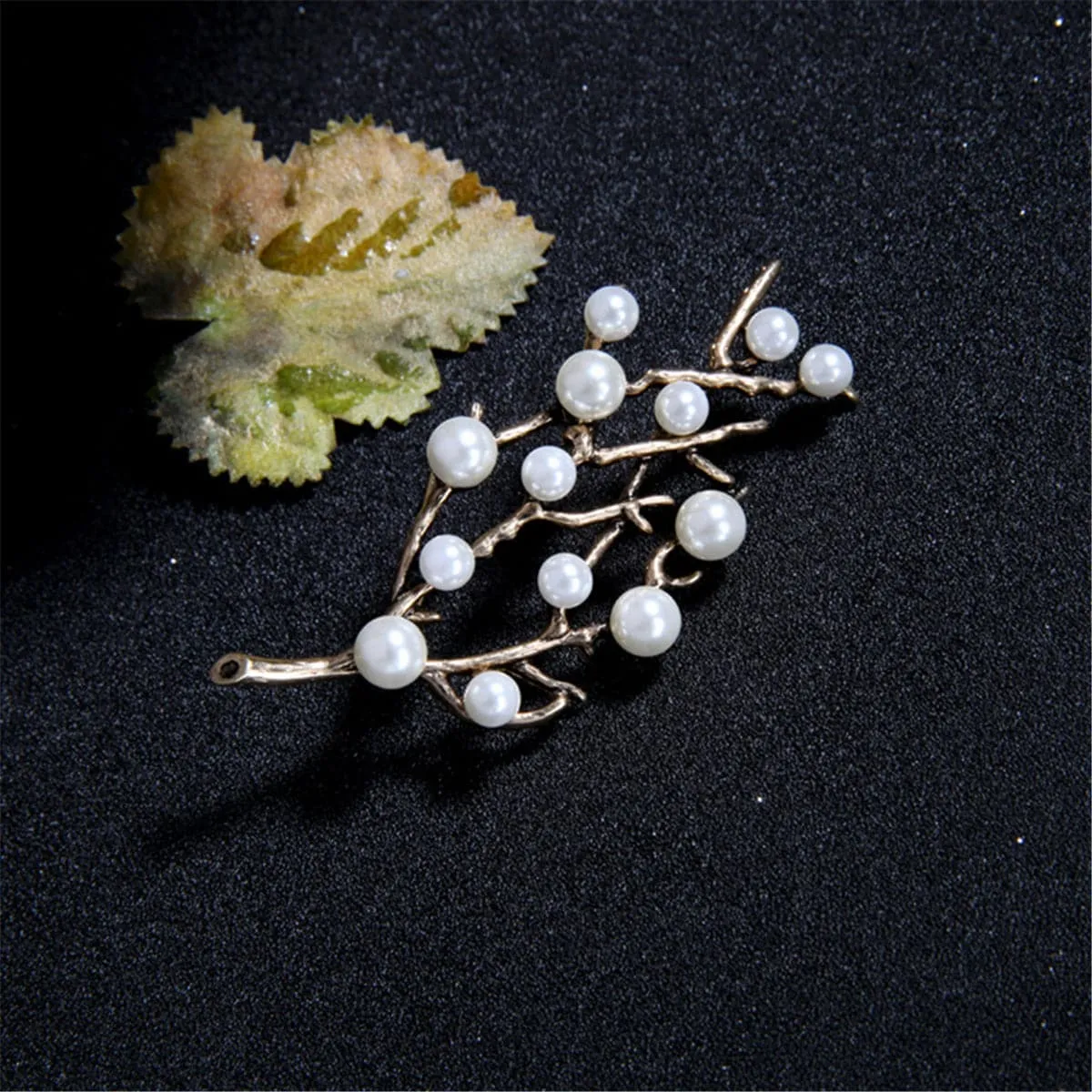 Pearl & Cubic Zirconia 18k Gold-Plated Branch Brooch