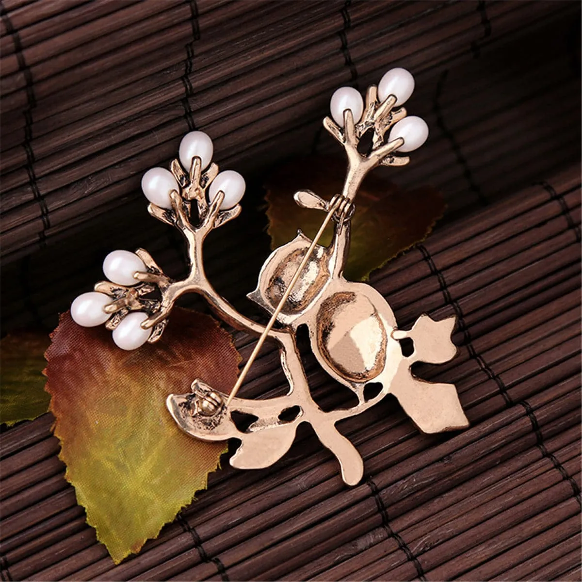 Pearl & Cubic Zirconia 18k Gold-Plated Owl Branch Brooch