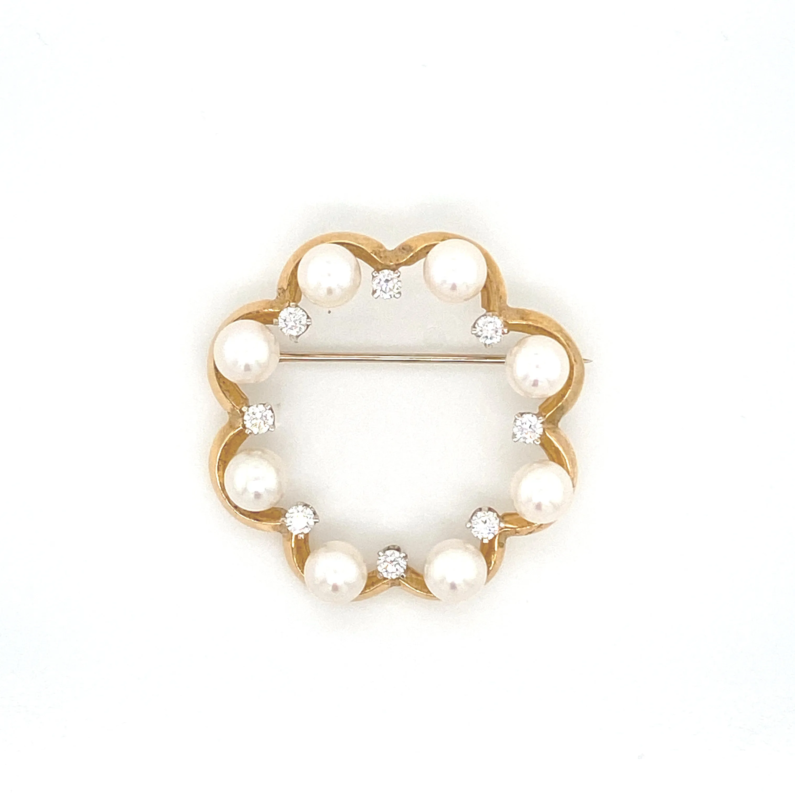 Pearl & Diamond Circle Brooch