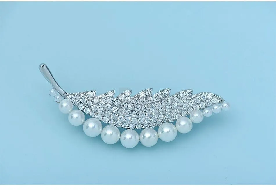 Pearl Leaf Brooch or Saree Pin