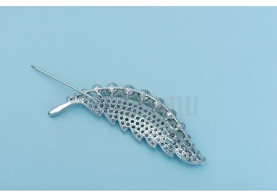 Pearl Leaf Brooch or Saree Pin