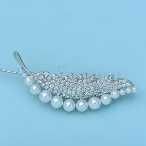 Pearl Leaf Brooch or Saree Pin