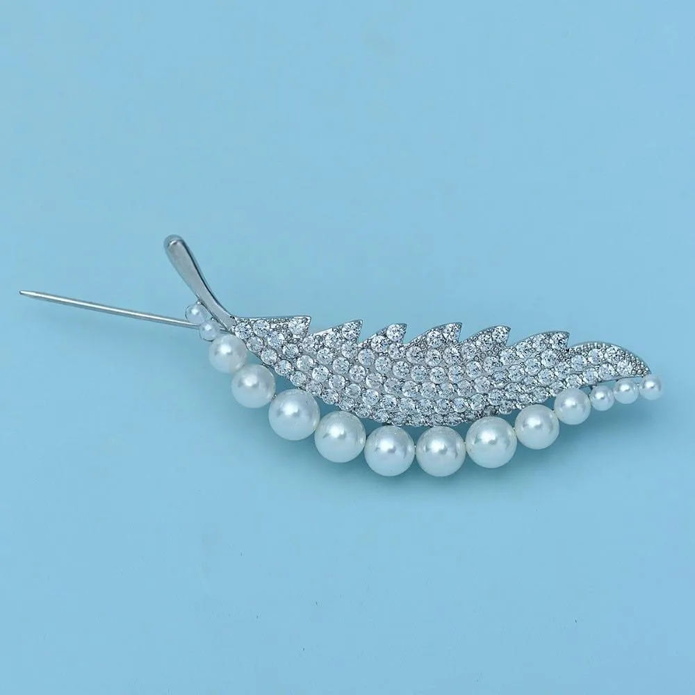 Pearl Leaf Brooch or Saree Pin