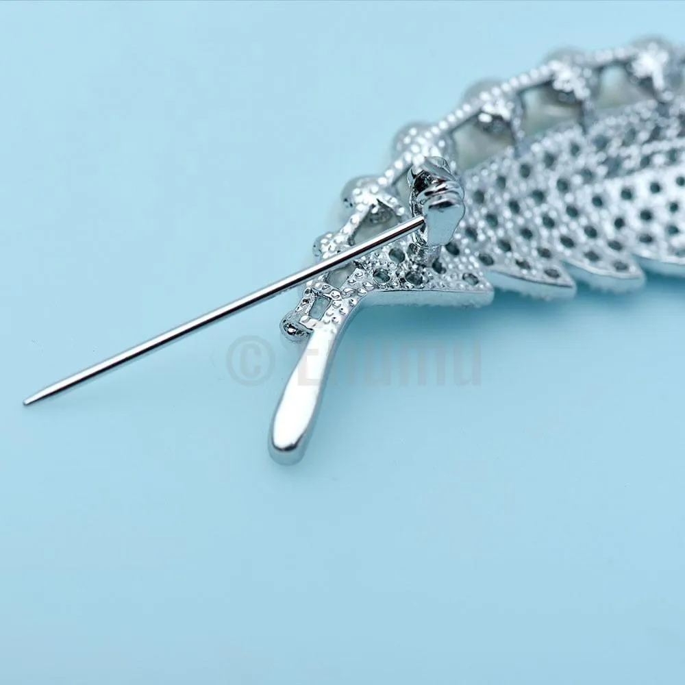 Pearl Leaf Brooch or Saree Pin