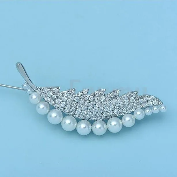 Pearl Leaf Brooch or Saree Pin