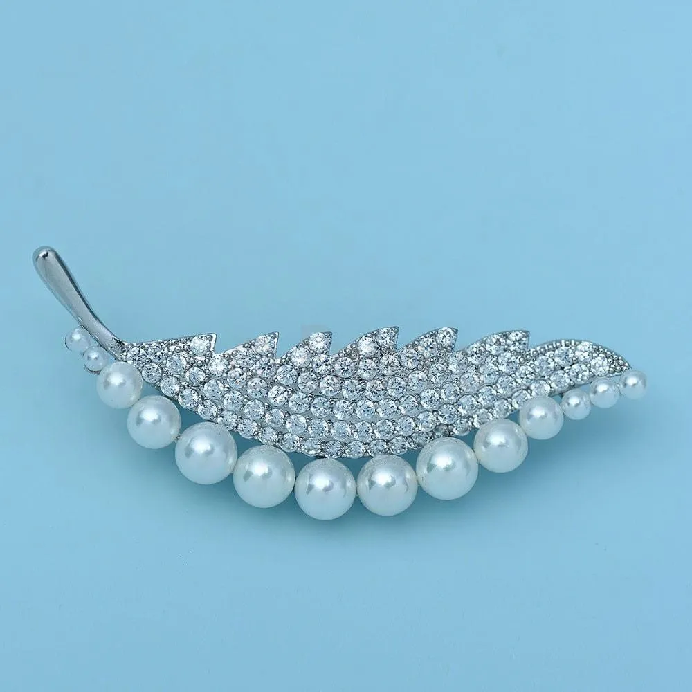 Pearl Leaf Brooch or Saree Pin