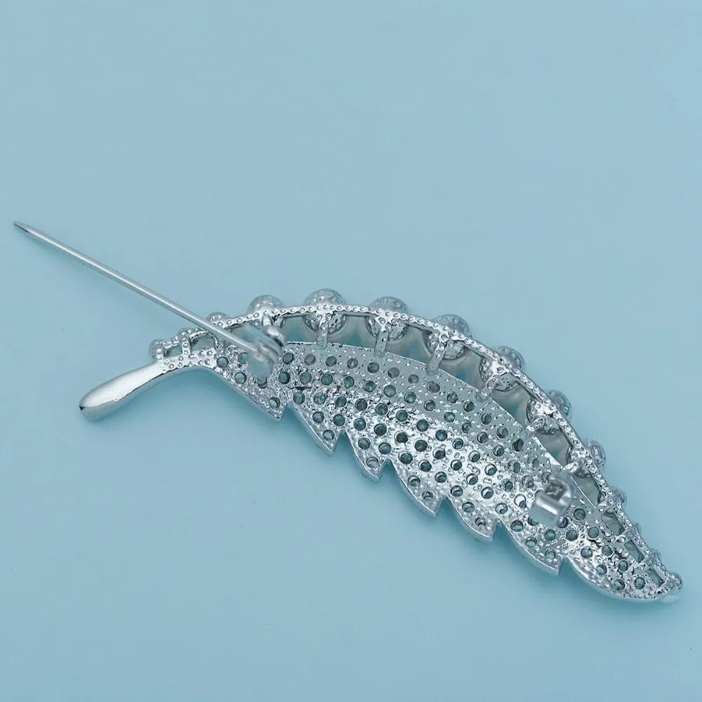 Pearl Leaf Brooch or Saree Pin