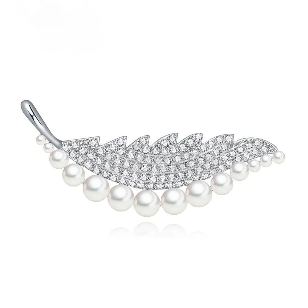 Pearl Leaf Brooch or Saree Pin