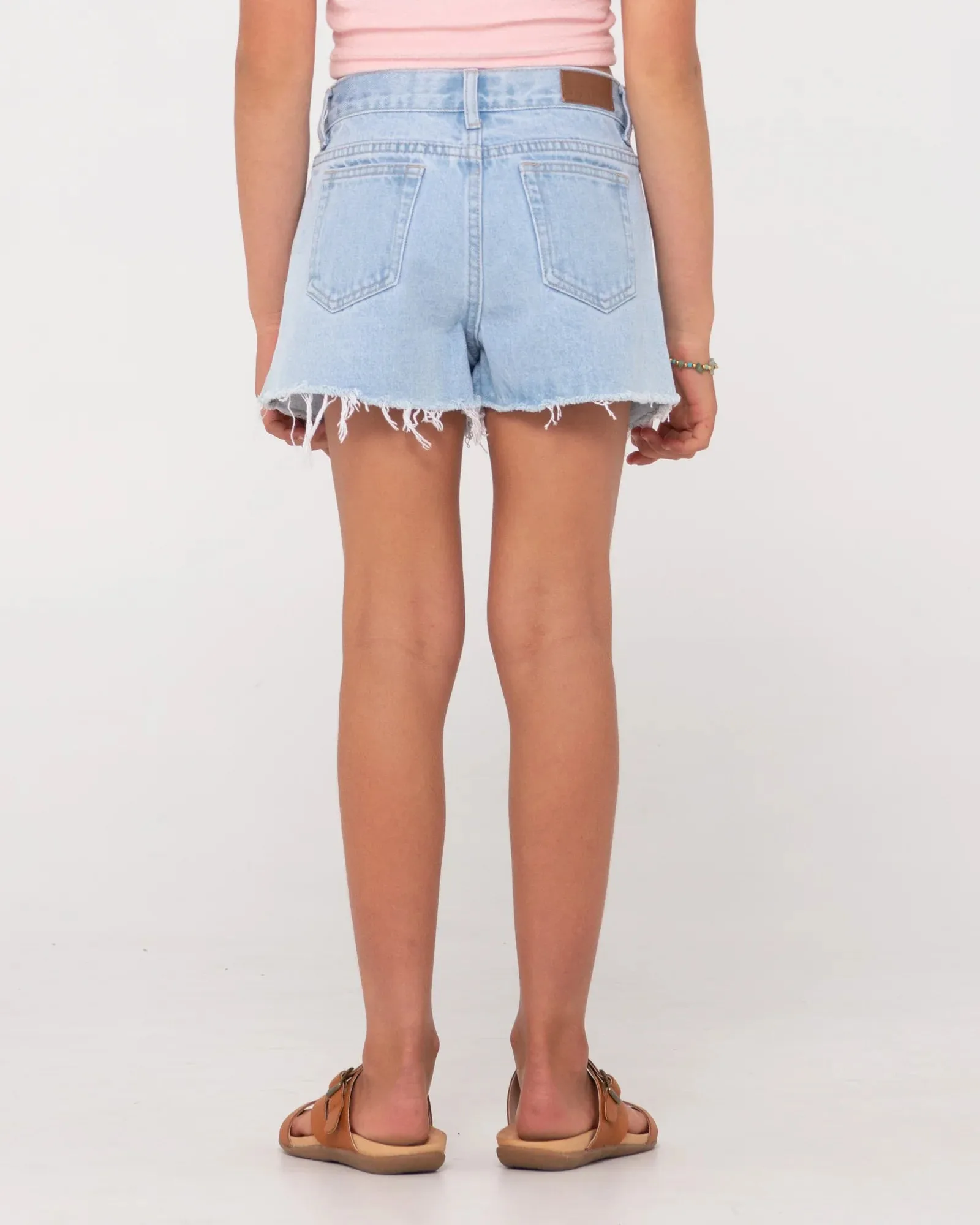 Penny Kick Flare Denim Short Girls - Sky Blue Heather