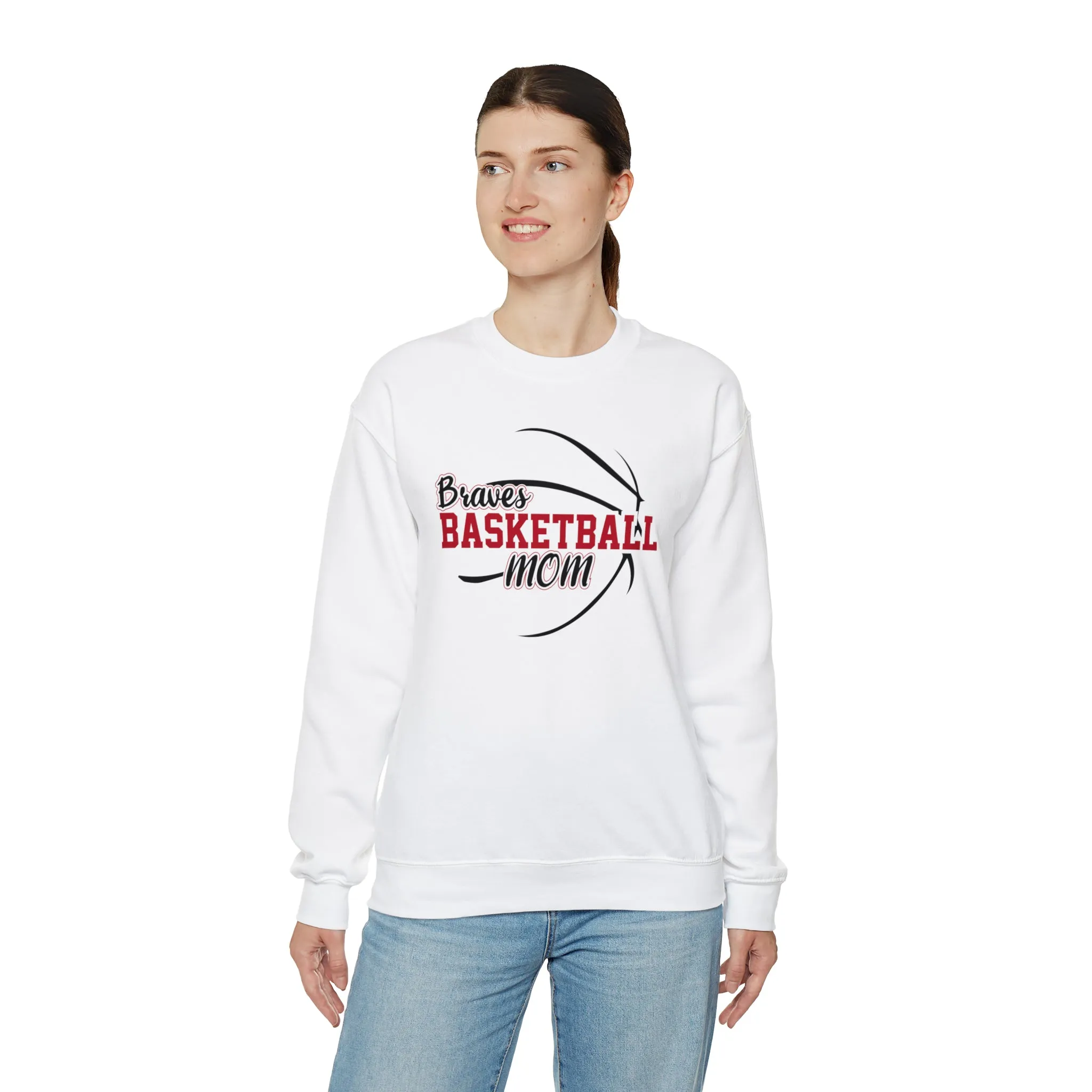 PERSONALIZED - Braves Basketball Mom Unisex Heavy Blend™ Crewneck Sweatshirt