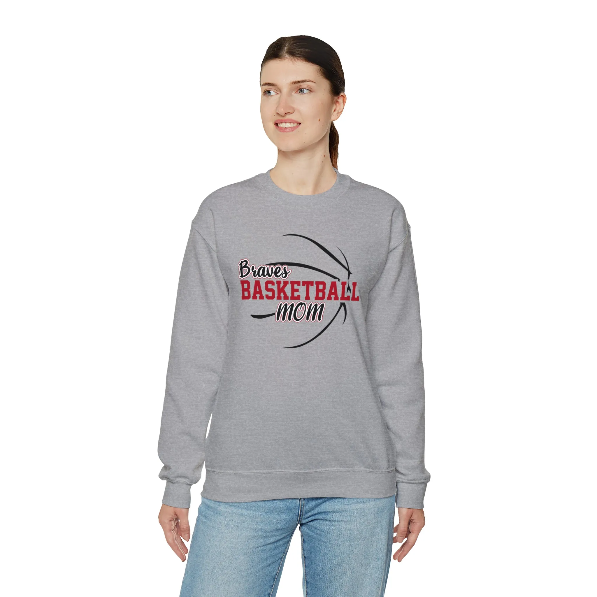 PERSONALIZED - Braves Basketball Mom Unisex Heavy Blend™ Crewneck Sweatshirt