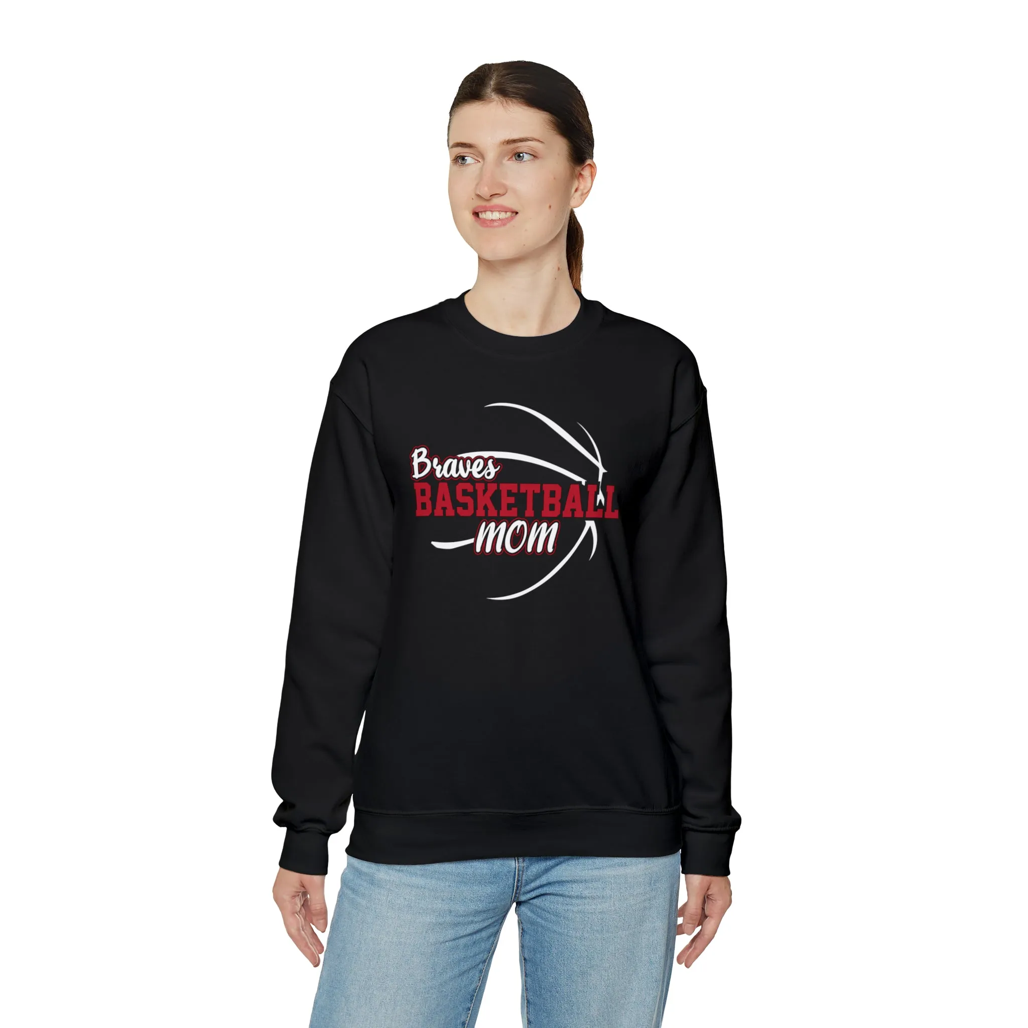 PERSONALIZED - Braves Basketball Mom Unisex Heavy Blend™ Crewneck Sweatshirt