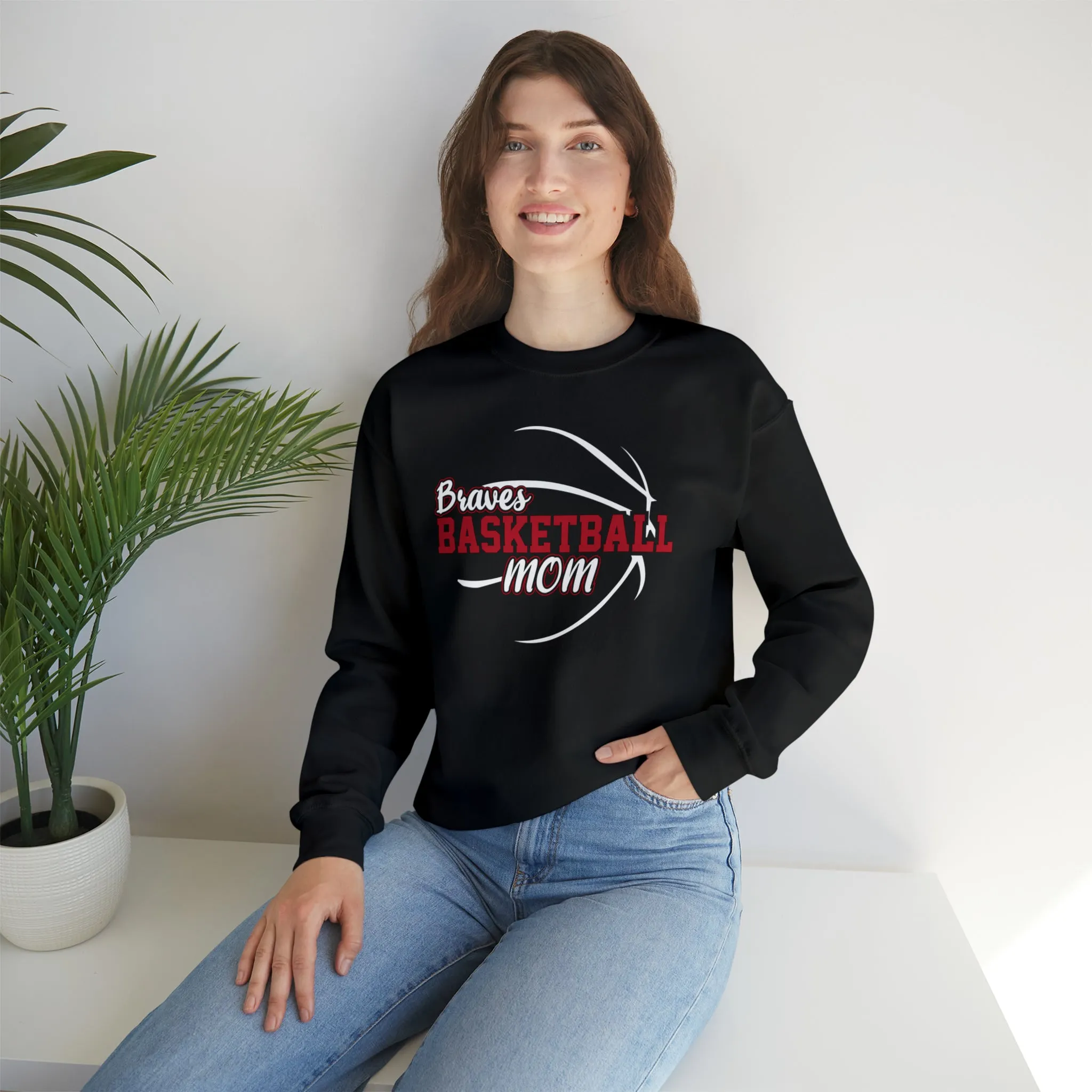 PERSONALIZED - Braves Basketball Mom Unisex Heavy Blend™ Crewneck Sweatshirt