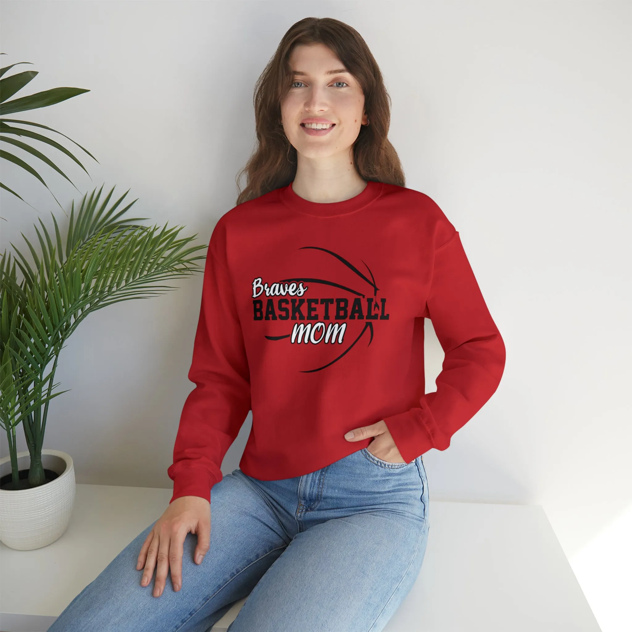 PERSONALIZED - Braves Basketball Mom Unisex Heavy Blend™ Crewneck Sweatshirt