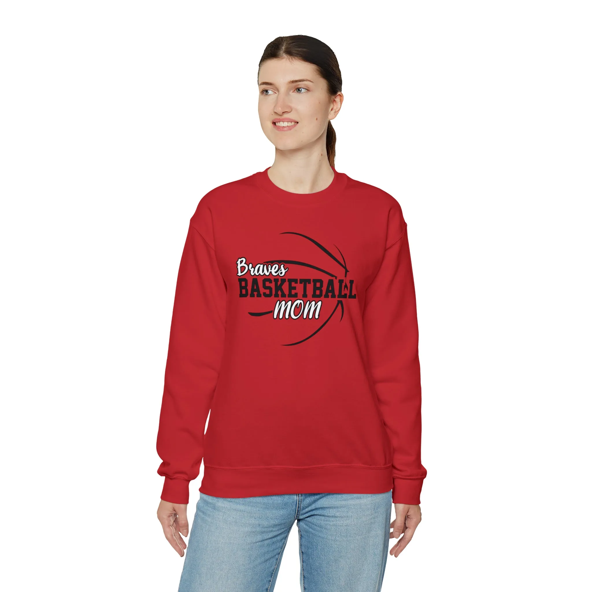 PERSONALIZED - Braves Basketball Mom Unisex Heavy Blend™ Crewneck Sweatshirt