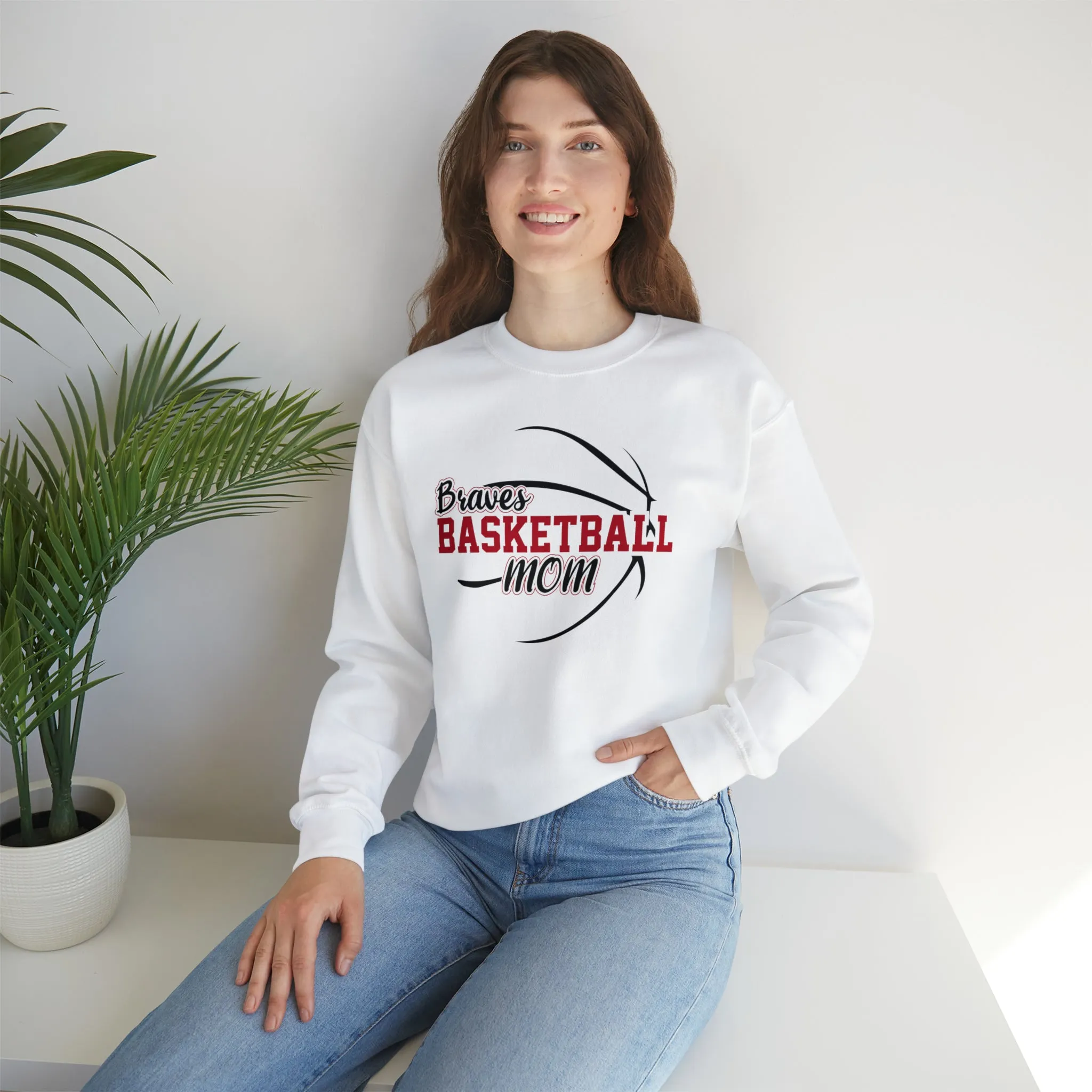 PERSONALIZED - Braves Basketball Mom Unisex Heavy Blend™ Crewneck Sweatshirt