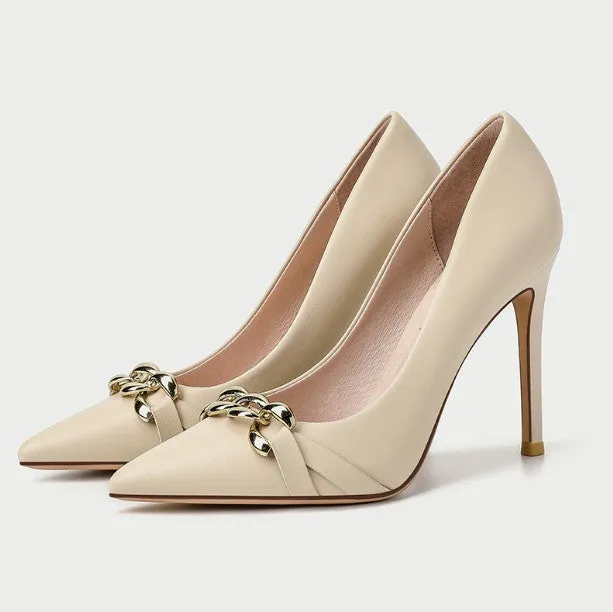 Petite Pointy Leather Pump Shoes DS260