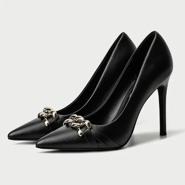 Petite Pointy Leather Pump Shoes DS260